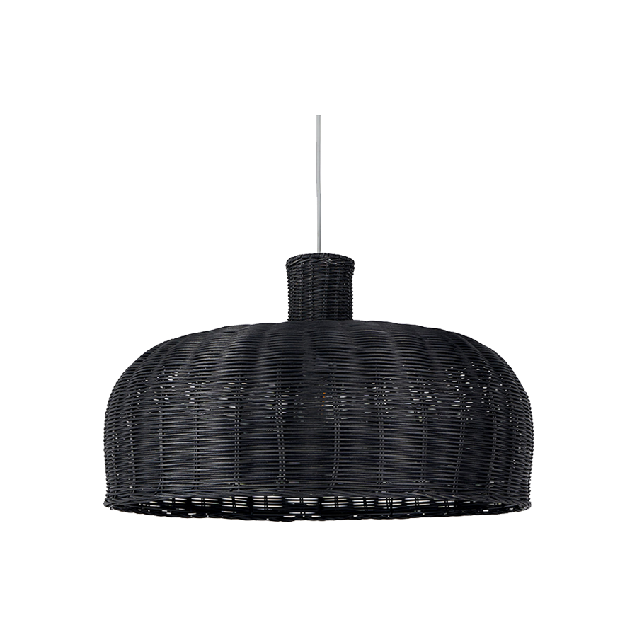 Black Rattan Dome Pendant