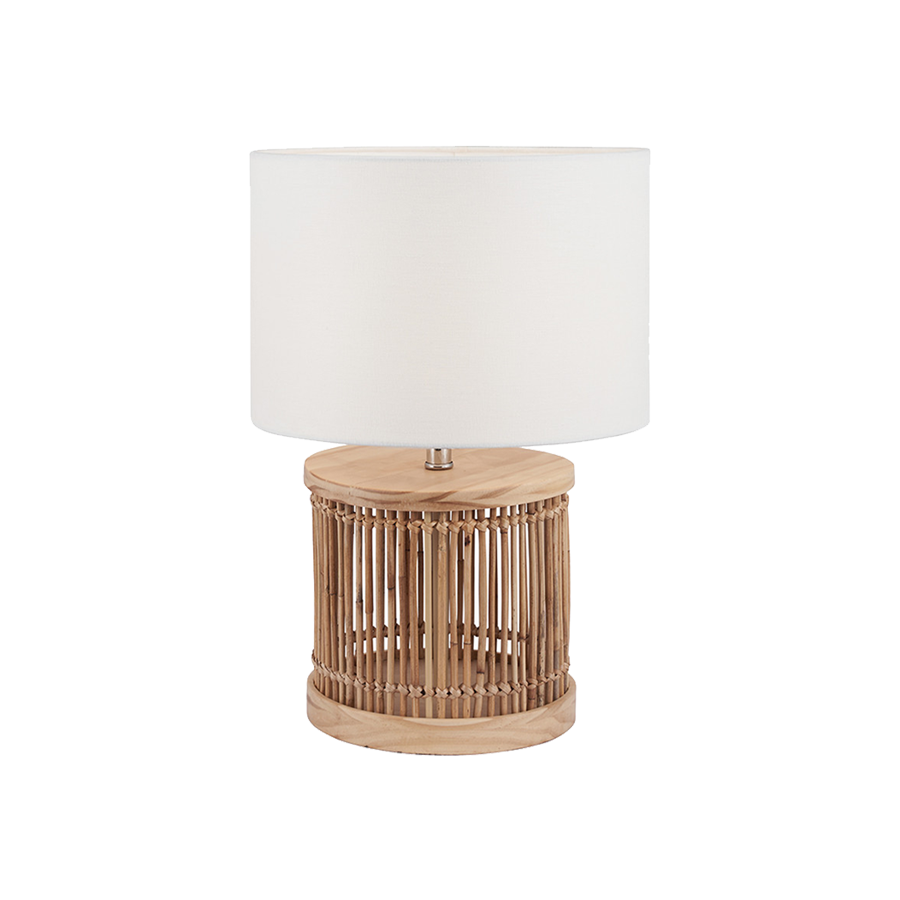 Natural Ribbed Small Table Lamp