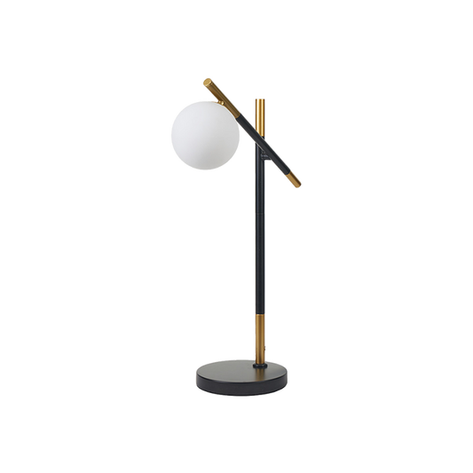 White Orb and Black Metal Table Lamp