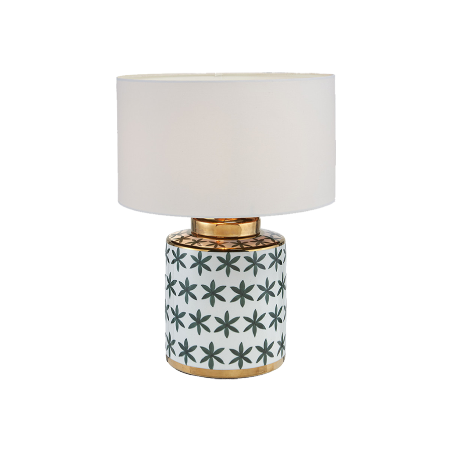 Green and Gold Leaf Ceramic Table Lamp