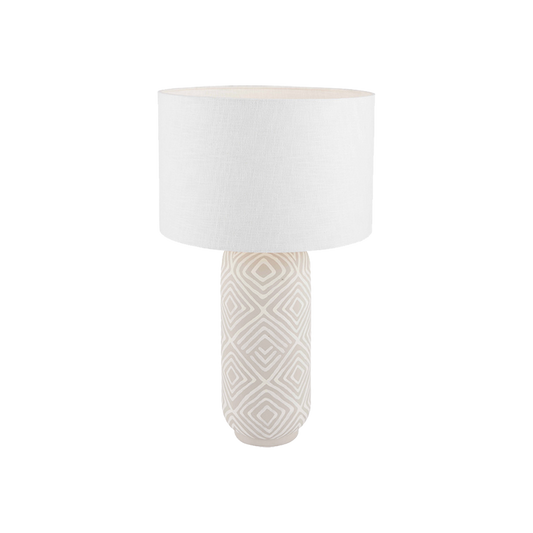 Tall Grey Patterned Small Stoneware Table Lamp