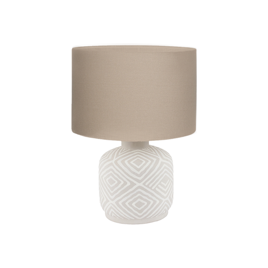 Small Grey Patterned Small Stoneware Table Lamp