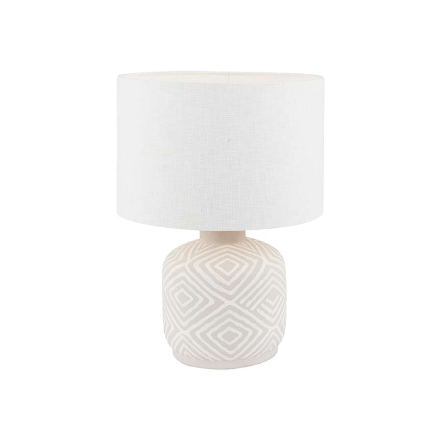 Small Grey Patterned Small Stoneware Table Lamp