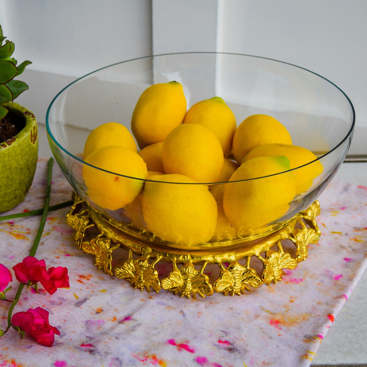 Bee Stand and Glass Bowl Gold