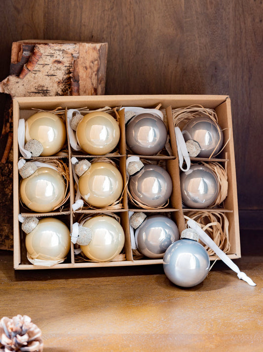 Christmas Bauble Box of 12 Silver & Gold