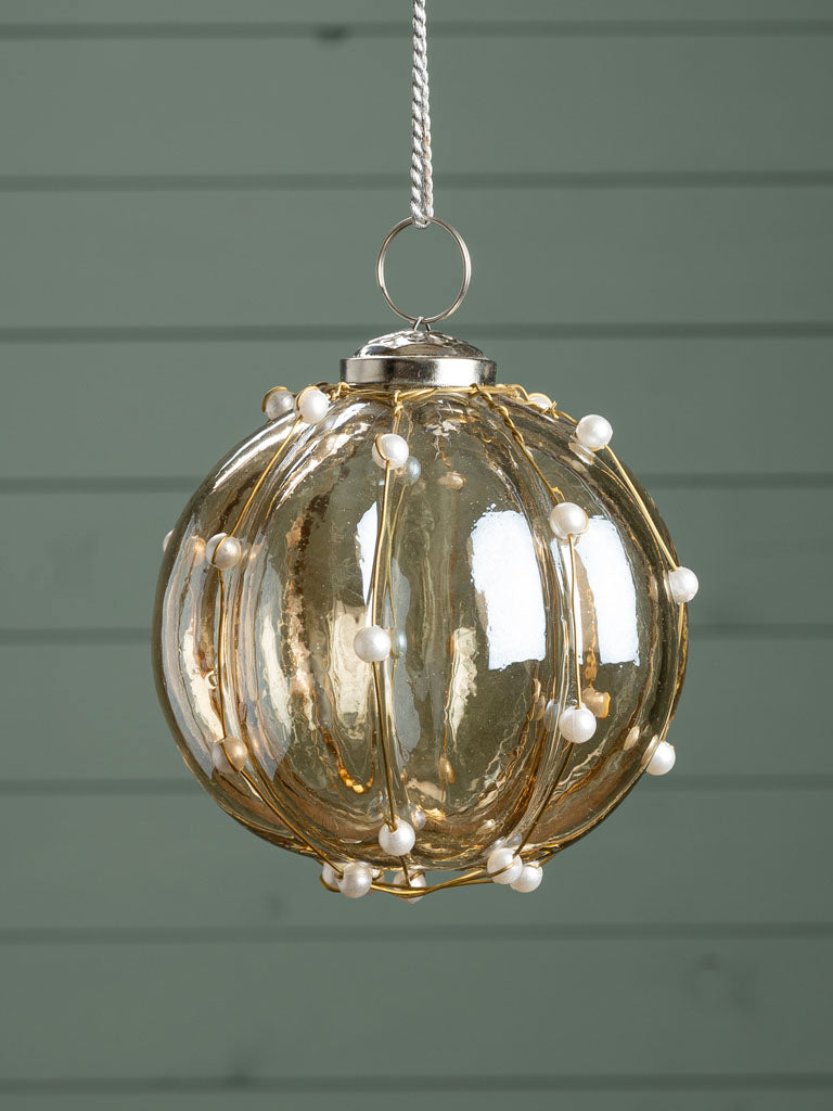 Christmas Bauble Glass & Pearls