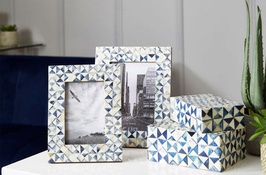 Bowerbird Chevron Photo Frame Blue
