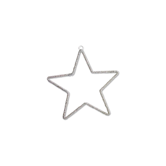 Small Silver Wire Star Hanging Decoration
