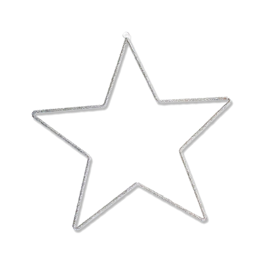Large Silver Wire Star Hanging Decoration