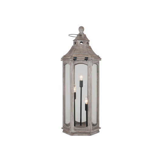 Grey Antique Wood Lantern Lamp