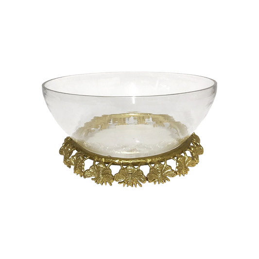 Bee Stand and Glass Bowl Gold