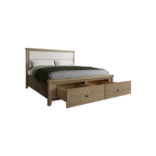 Holme Bed Fabric Headboard with Drawers