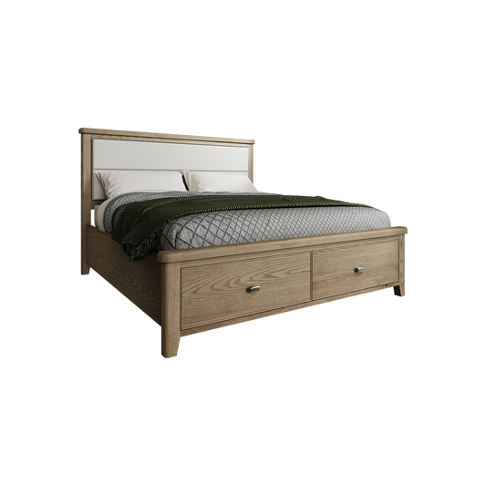 Holme Bed Fabric Headboard with Drawers