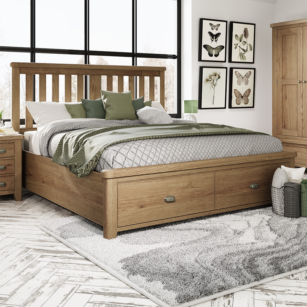 Holme Bed Wooden Headboard with Drawers