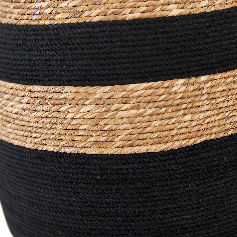 Kalutara Black and Natural Seagrass Tall Table Lamp with Black Shade