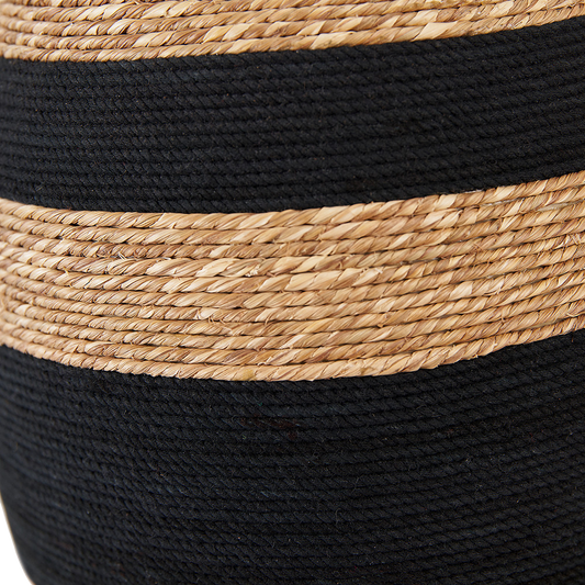 Kalutara Black and Natural Seagrass Tall Table Lamp with Black Shade