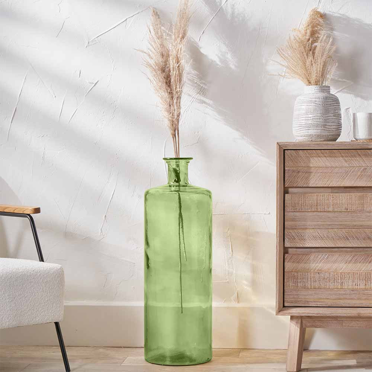 Tall Recycled Glass Bottle Vase Forest Green