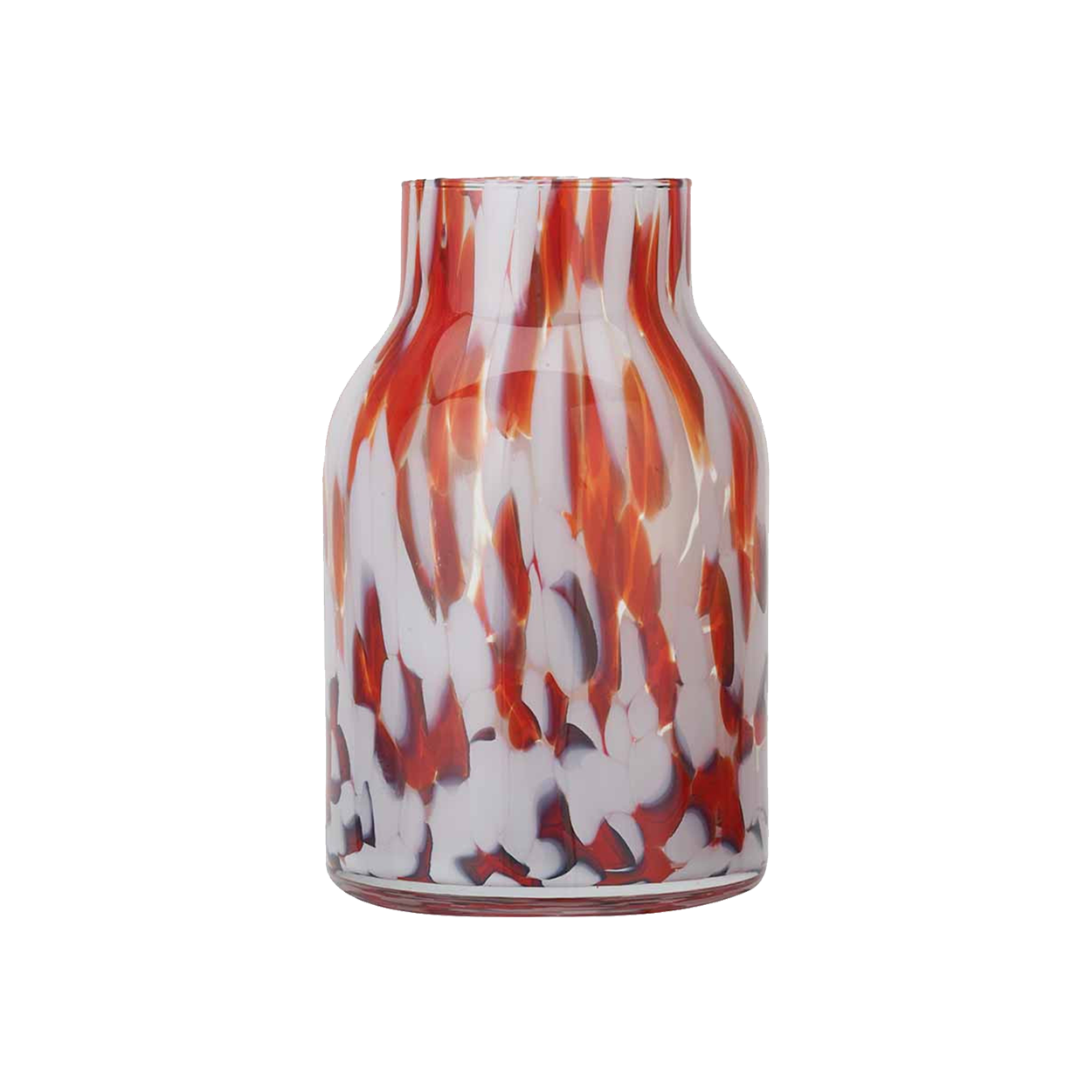Red and White Tortoiseshell Glass Vase Tall