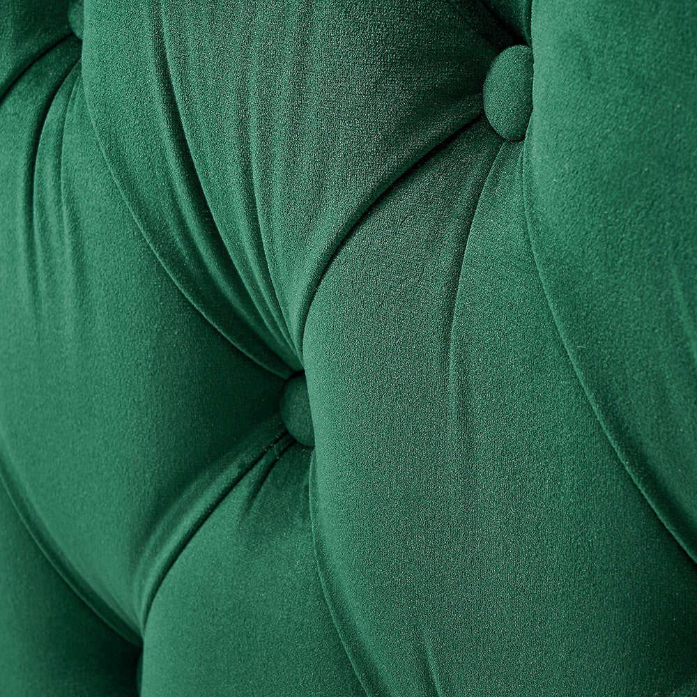 Forest Green Velvet Buttoned Bench Stool