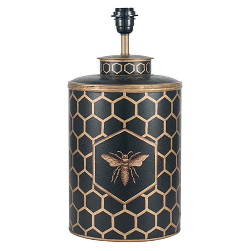 Hand Painted Black & Gold Bee Lamp