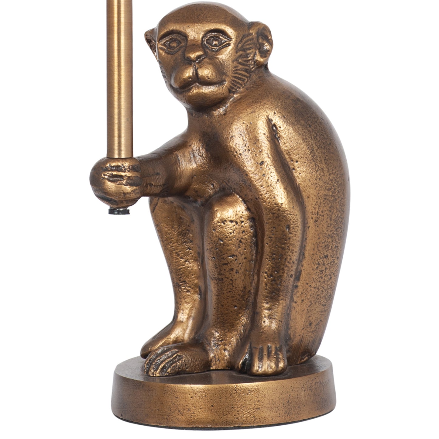 Antique Brass Monkey Lamp & 25cm Forest Green Shade