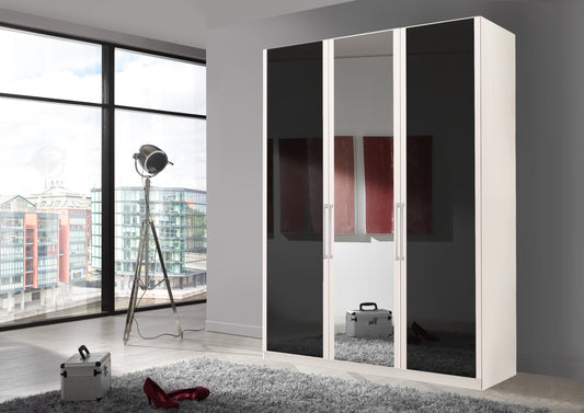 Bermuda Hinged 3 Door Wardrobe Glass Graphite 150cm