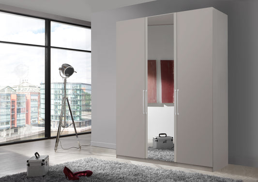 Bermuda Hinged 3 Door Wardrobe Matte Pebble Grey 150cm