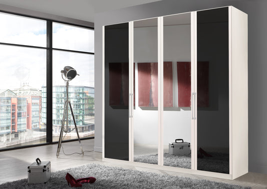 Bermuda Hinged 4 Door Wardrobe Glass Graphite 200cm