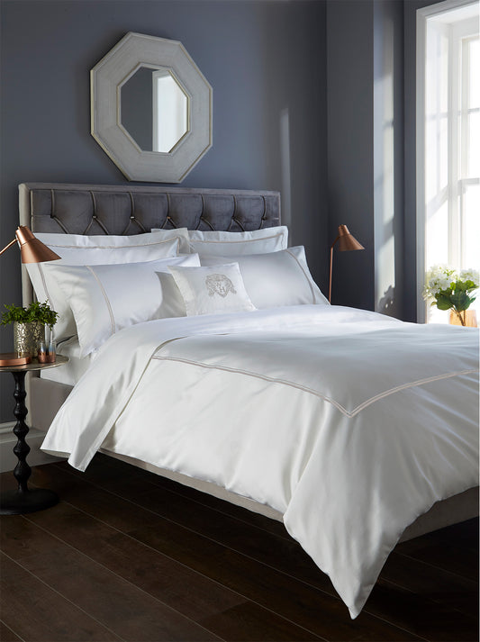Double Row 800 Thread Count - King Size Duvet Cover White