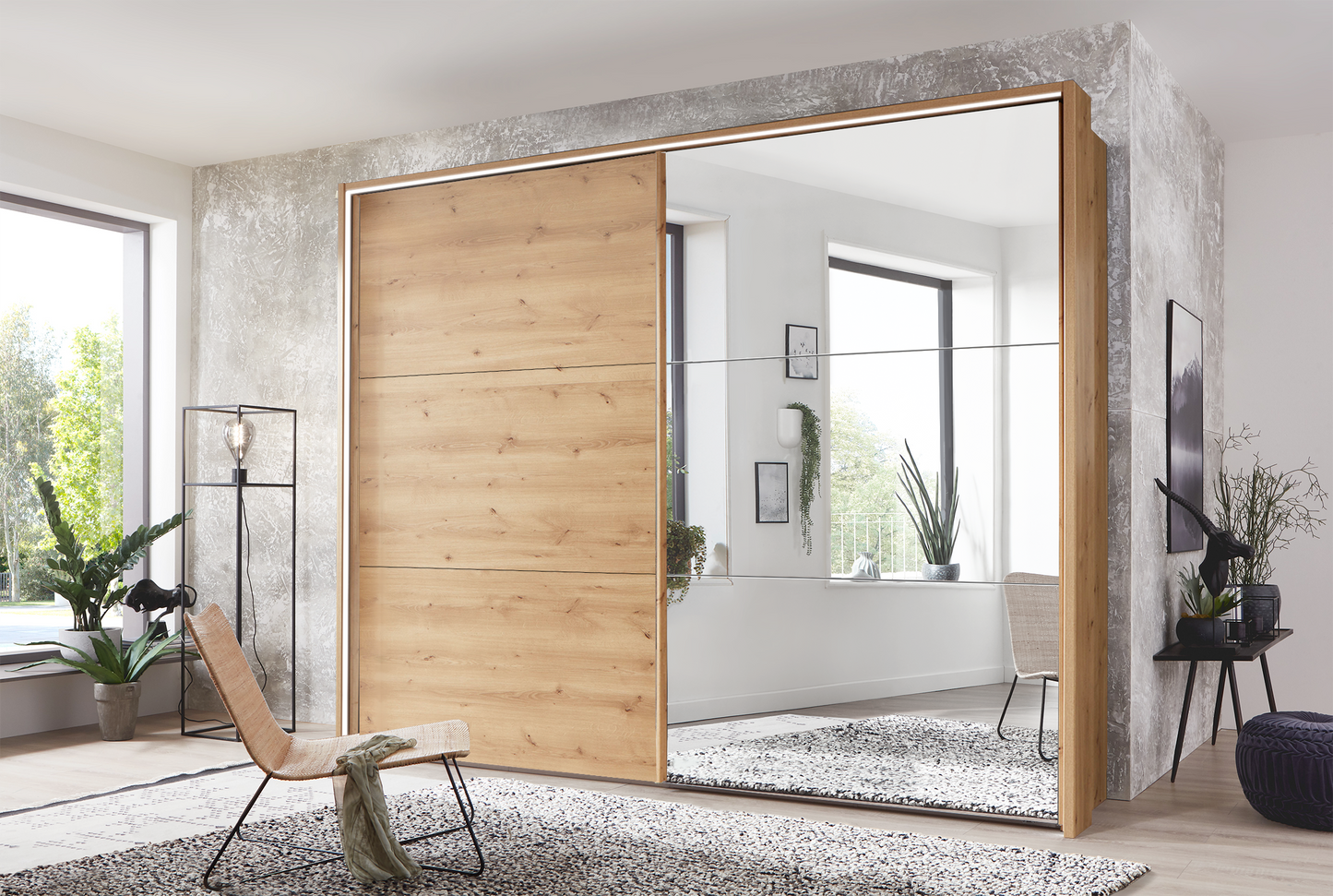 Kadiz Sliding Wardrobe Bianco Oak 300 cm