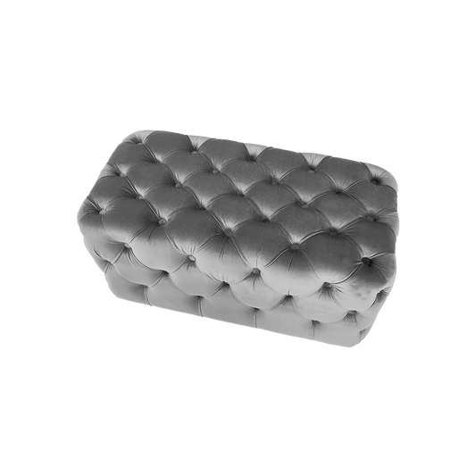 Dove Grey Velvet Buttoned Bench Stool