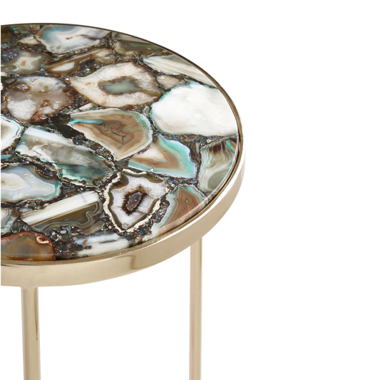 Vita Round Side Table Green Agate