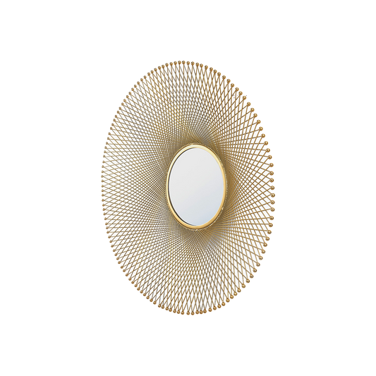 Gold Fretwork Round Wall Mirror