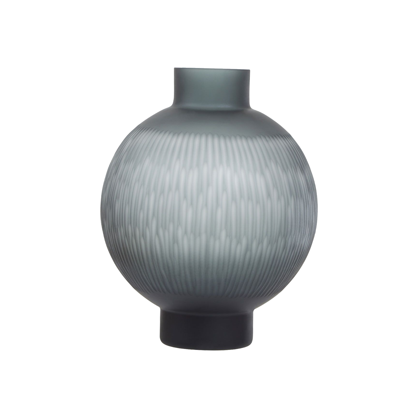 Grey Carved Glass Vase Large