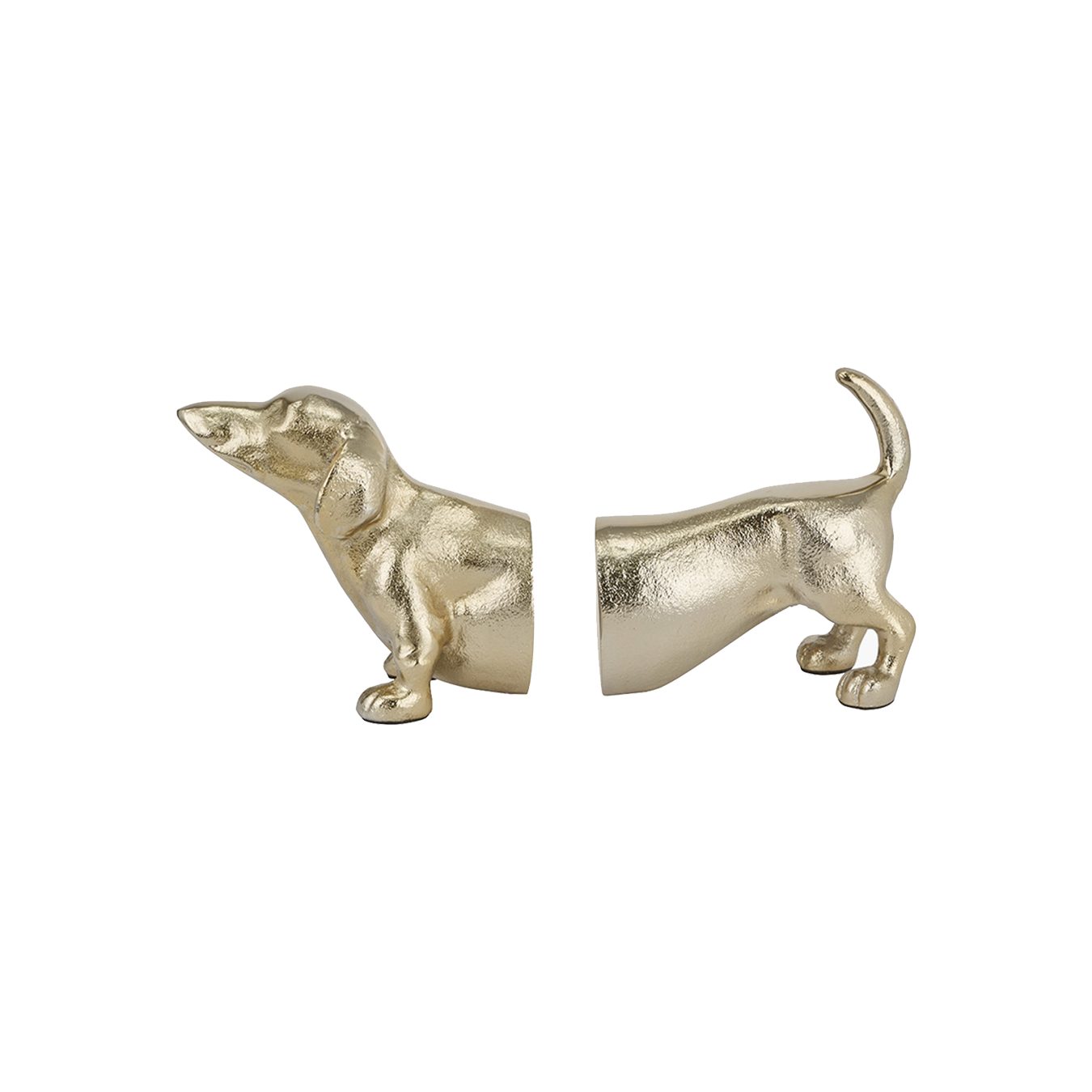 Gold Metal Sausage Dog Bookends