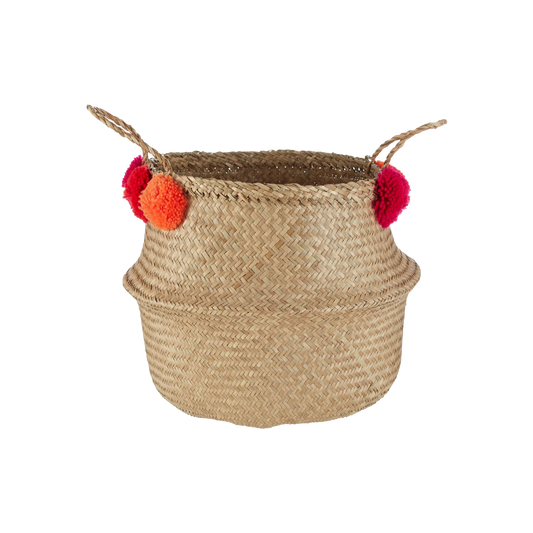 Seagrass Pom Pom Basket