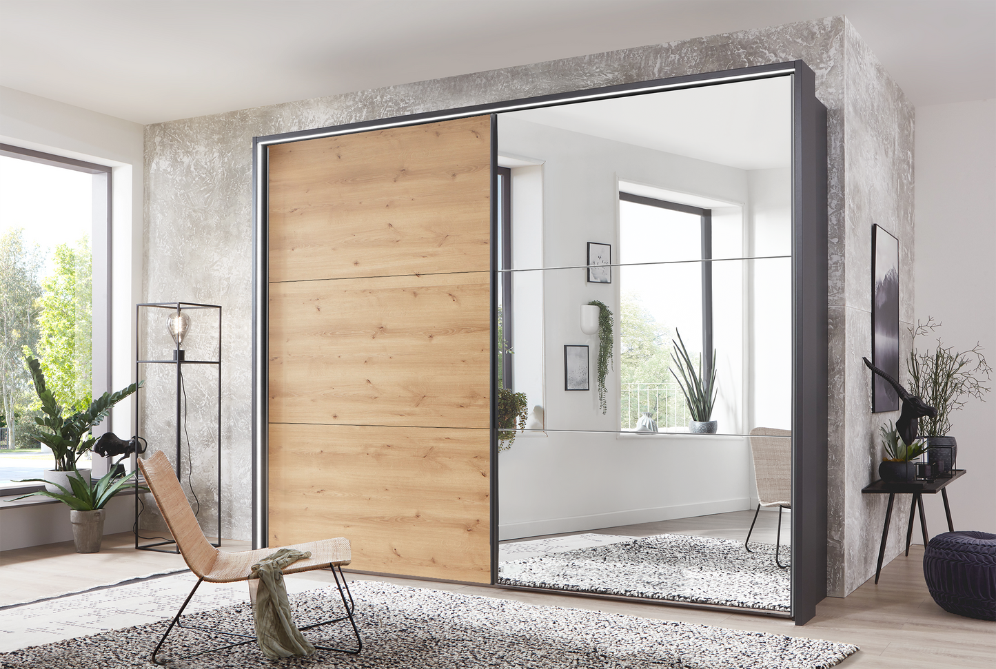 Kadiz Sliding Wardrobe Bianco Oak 300 cm