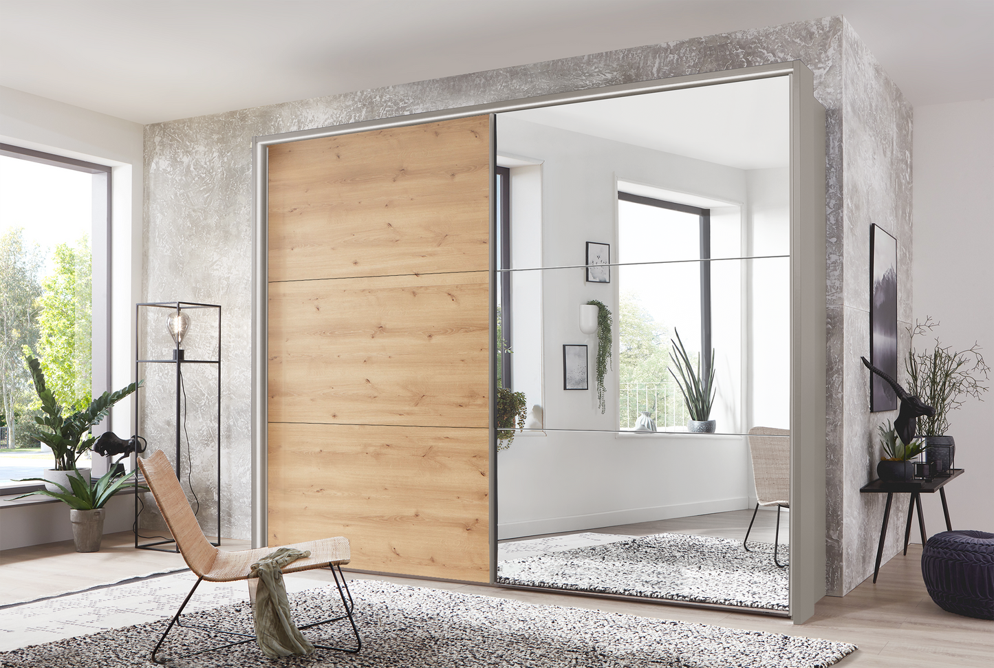 Kadiz Sliding Wardrobe Bianco Oak 300 cm
