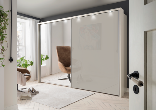 Bermuda Sliding Wardrobe Glass Pebble Grey 150cm