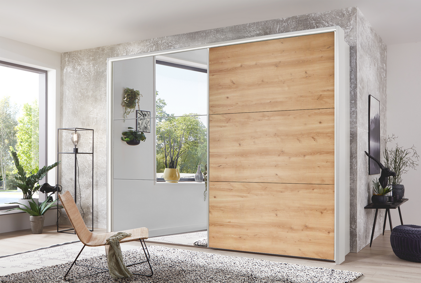 Kadiz Sliding Wardrobe Bianco Oak 300 cm