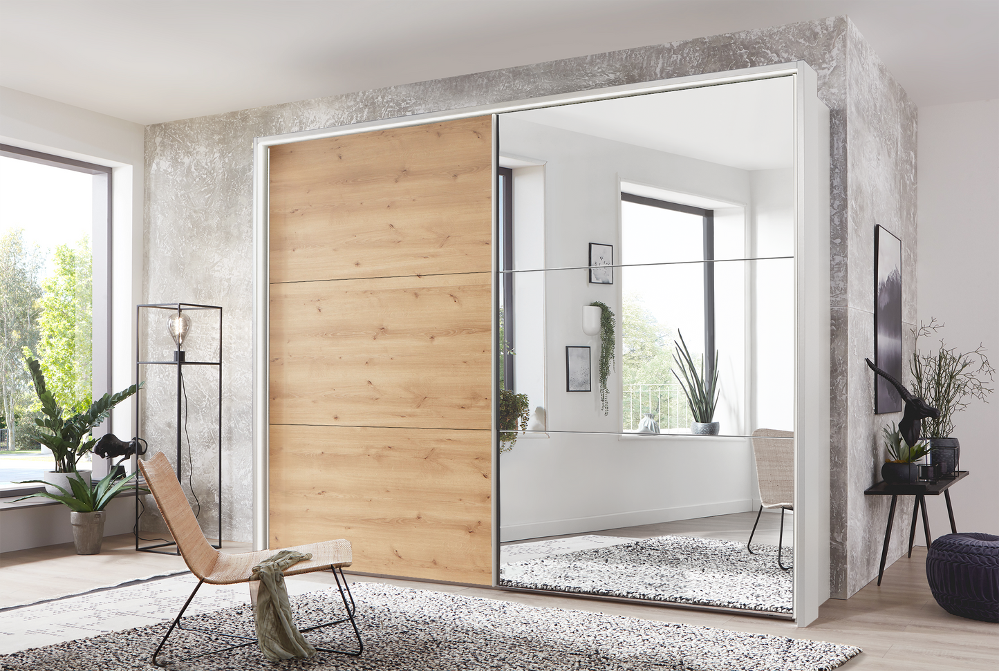 Kadiz Sliding Wardrobe Bianco Oak 300 cm