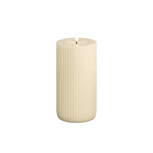 LED Shape Stripe Candle Cream 15cm