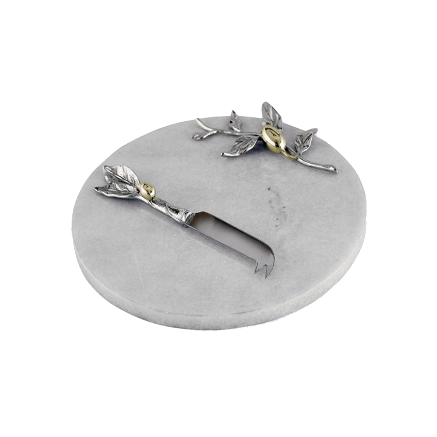 Olive Marble Cheeseboard with Knife