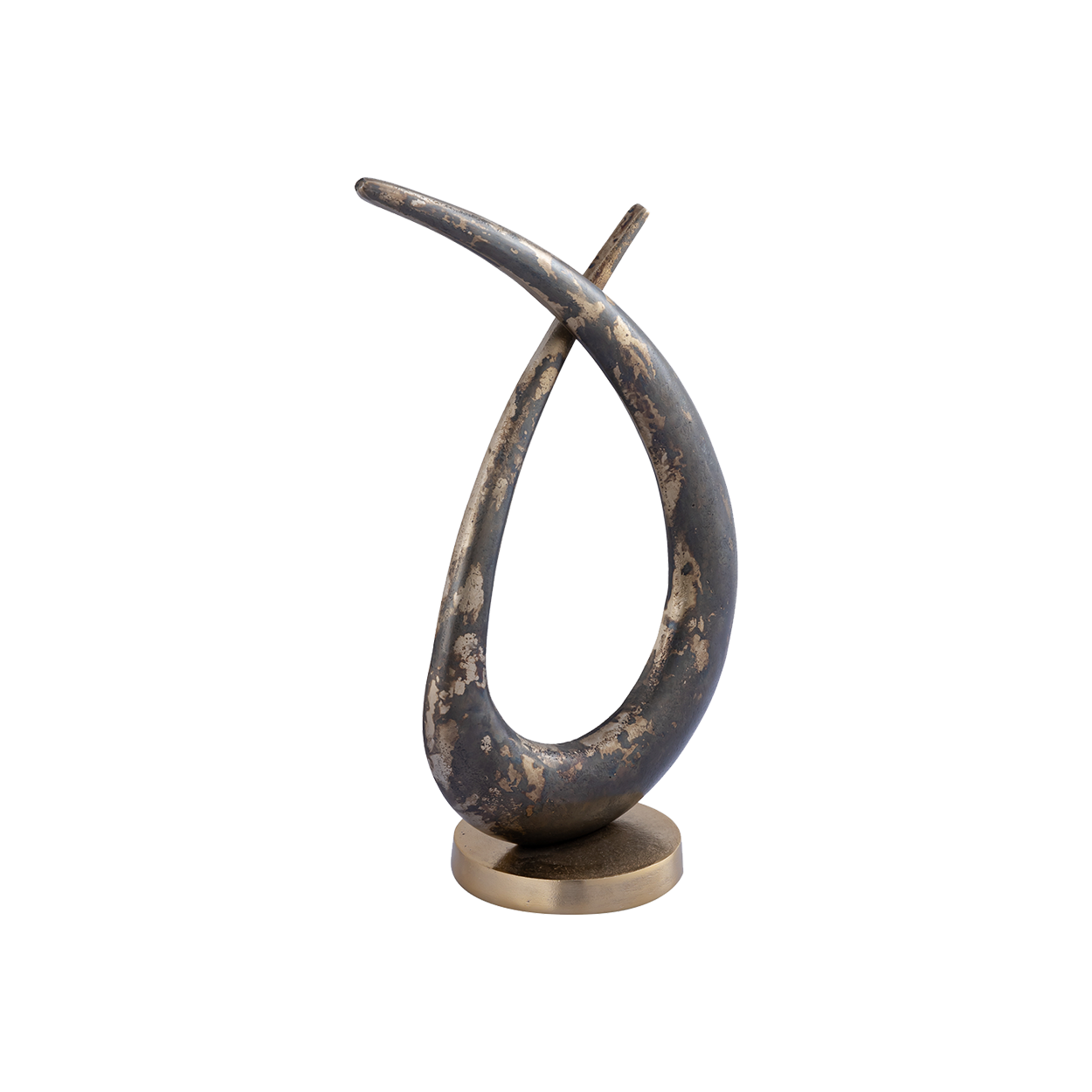 Gold Aluminium Loop Shaped Statue Rustic Finish