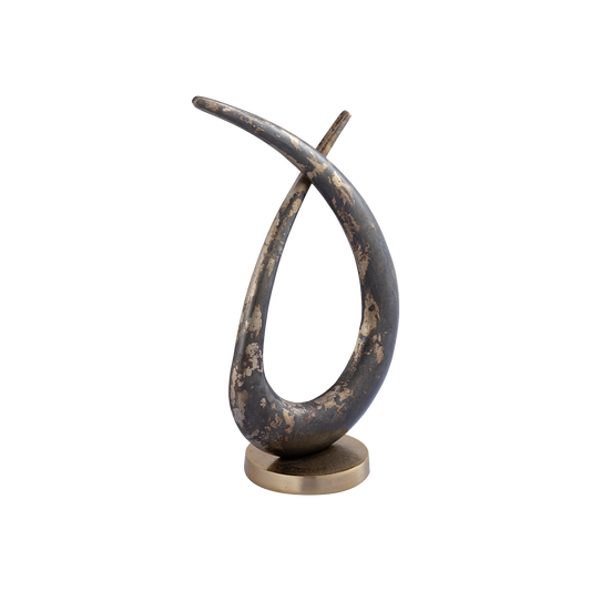 Gold Aluminium Loop Shaped Statue Rustic Finish