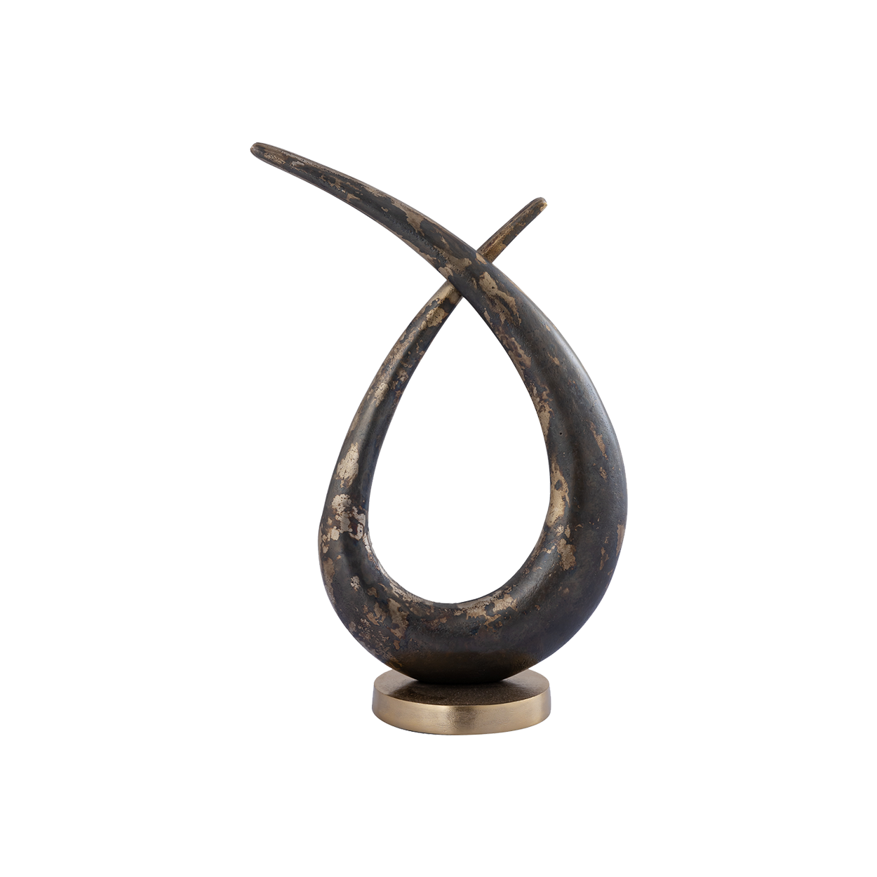 Gold Aluminium Loop Shaped Statue Rustic Finish