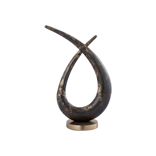 Gold Aluminium Loop Shaped Statue Rustic Finish