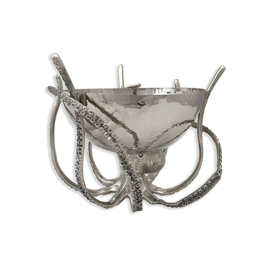 Octopus Stand With Hammered Stainless Steel Bowl