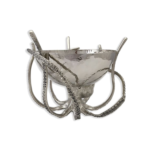 Octopus Stand With Hammered Stainless Steel Bowl