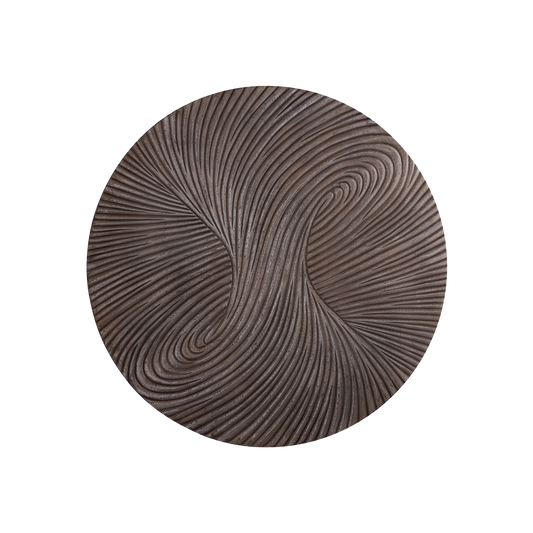 Brown MDF Round Wall Panel Swirl Carved